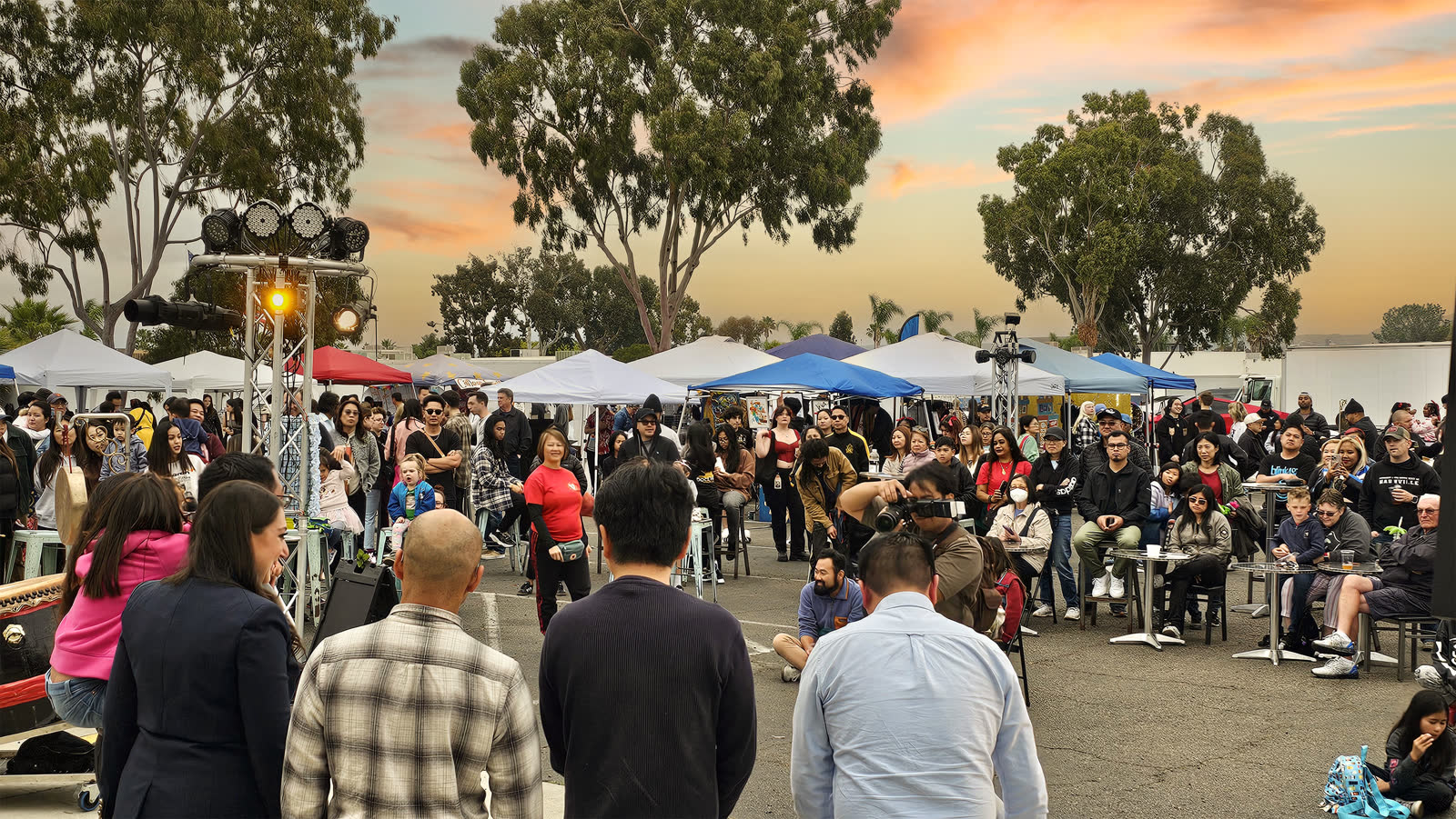 Sunset over the Convoy Nights market outside Kilowatt Brewing Kearny Mesa